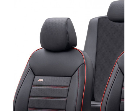 otoM Fuller Seat cover set 'Premium' - Svart + Röd kant - 11 delar, bild 3