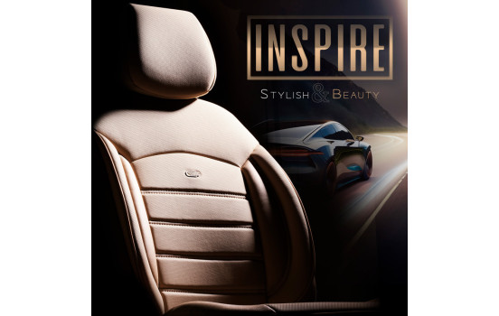 Universal sätesöverdrag i helläder 'Inspire' Cream - 11 delar, bild 9