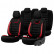 Universal sätesöverdrag i mocka/läder/tyg 'Iconic' svart/röd - 11 delar