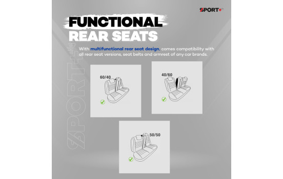 Universal Tyg CityBug Seat Cover Set Sport Plus Black - 9-delat - lämplig för sidokrockkudde, bild 5