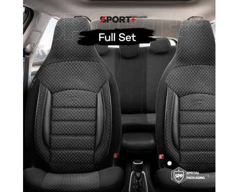 Universal Tyg CityBug Seat Cover Set Sport Plus Black - 9-delat - lämplig för sidokrockkudde, bild 10