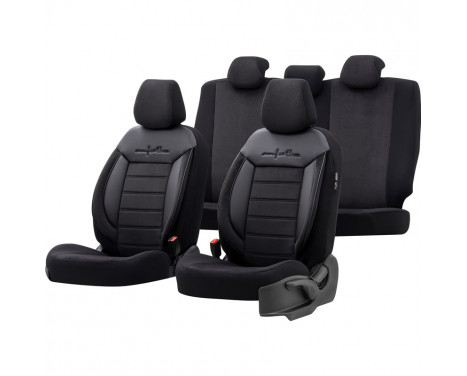 Universal Velours/Cloth Seat Cover Set 'Comfortline' Svart - 11 delar