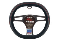 Simoni Racing Rattöverdrag F&F - Svart Eko-Läder + Röda Sömmar - 37-39cm - fyrkantig form