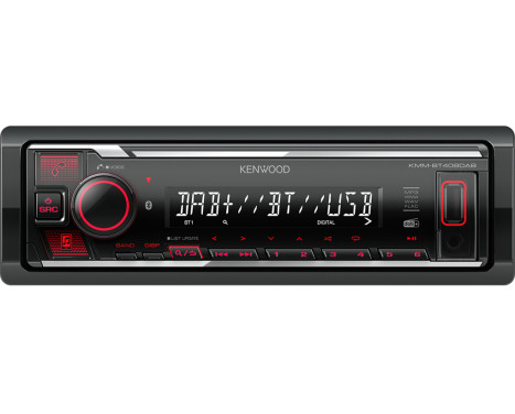 Kenwood KMM-BT408DAB Bluetooth car radio + DAB - including DAB+ antenna - Red