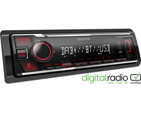Kenwood KMM-BT408DAB Bluetooth car radio + DAB - including DAB+ antenna - Red, Image 3