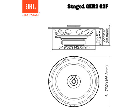 JBL Stage 1 Gen 2 62F 6.5'' (16.5cm) 2-Way Speaker Set 400W/50W RMS (without grille), Image 4