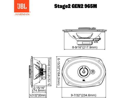 JBL Stage 2 Gen 2 965M 6'' x 9'' (15.3 x 23cm) 3-Way Speaker Set 560W/70W RMS, Image 4