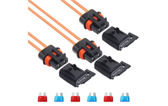 Recoil ATC/ ATO fuse holder with cover 16AWG 1.5mm², 3x incl. 3x 10A & 3x 15A fuses