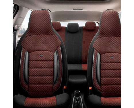 Universal Fabric CityBug Seat Cover Set Sport Plus Black/Red - 9-piece, Image 2