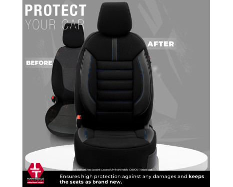 Universal Fabric/Leather Seat Cover Set 'Limited' Black + Blue stitching - 11-piece, Image 7