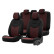 Universal Fabric Seat Cover Set 'Attraction' Black/Burgundy Red - 11-Piece