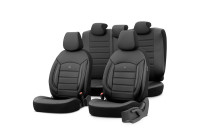 Universal Full Leather Seat Cover Set 'Inspire' Black - 11-piece - suitable for Side Airbags