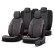 Universal Linen/Leather/Fabric Seat Cover Set 'Throne' Black/Grey/Red - 11-piece - suitable for