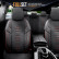 Universal Linen/Leather/Fabric Seat Cover Set 'Throne' Black/Grey/Red - 11-piece - suitable for, Thumbnail 4