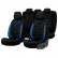 Universal Suede/Leather/Cloth Seat Cover Set 'Iconic' Black/Blue - 11-piece