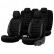 Universal Suede/Leather/Cloth Seat Cover Set 'Iconic' Black/Grey - 11-piece