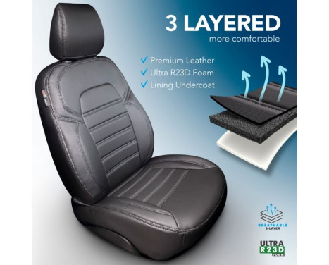 New York Design Artificial Leather Seat Cover Set 2+1 suitable for Ford Transit Connect 2014-2018, Image 3