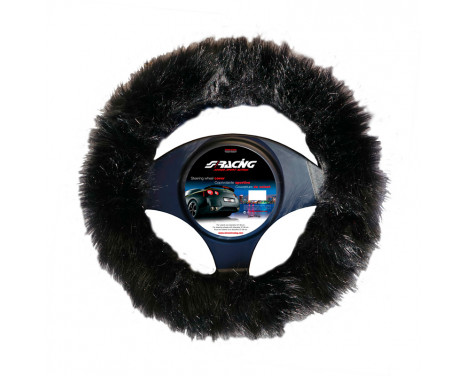 Simoni Racing Steering Wheel Cover Fluffy Fur Black