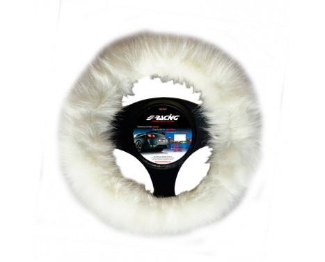 Simoni Racing Steering Wheel Cover Fluffy Fur White