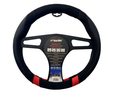 Simoni Racing Steering wheel cover Good Vibe R - 37-39cm - Black Eco-Leather, Microfiber, Carbon look, Red A