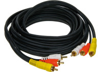 A/V Cable 3 mtr. 3 plugs red - white - yellow