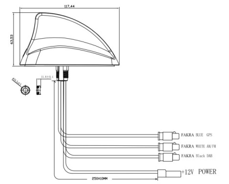 Opti - Shark fin antenna AM / FM DAB / DAB + GNSS (GPS), Image 2