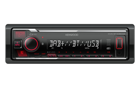 Kenwood KMM-BT408DAB Bluetooth car radio + DAB - including DAB+ antenna - Red