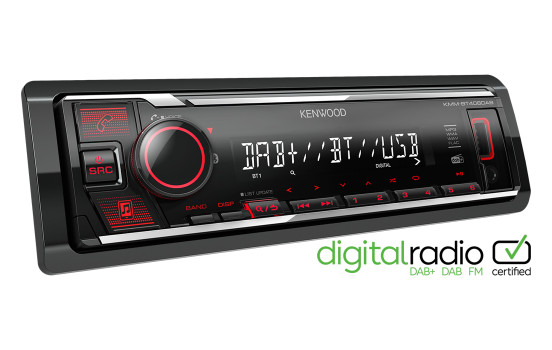 Kenwood KMM-BT408DAB Bluetooth car radio + DAB - including DAB+ antenna - Red, Image 3
