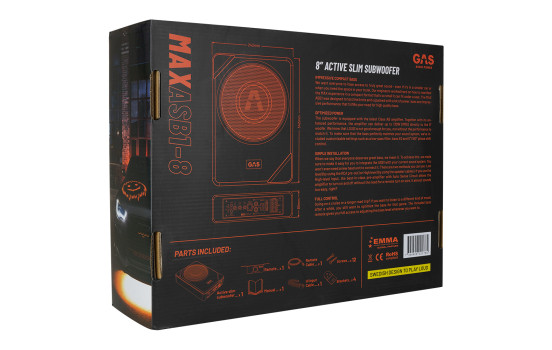 GAS MAX Level 1 Amplified Underseat Subwoofer 8", Image 2