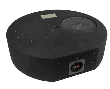 R-SERIES EVO SUBFRAME 15 liter round bass reflex enclosure with R 08 FLAT EVO