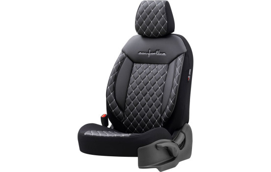 otoM Leather / Velor Seat cover set 'Comfortline VIP' - Black / Gray - 11-piece, Image 4