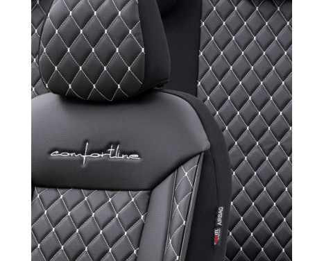 otoM Leather / Velor Seat cover set 'Comfortline VIP' - Black / Gray - 11-piece, Image 3