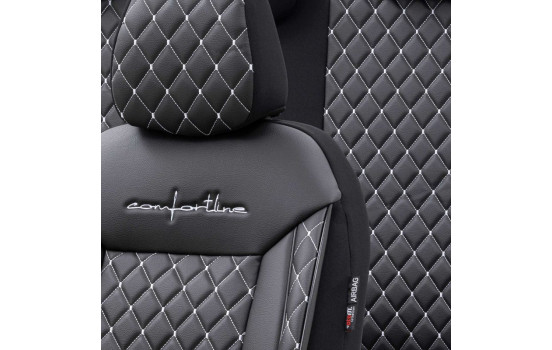 otoM Leather / Velor Seat cover set 'Comfortline VIP' - Black / Gray - 11-piece, Image 3