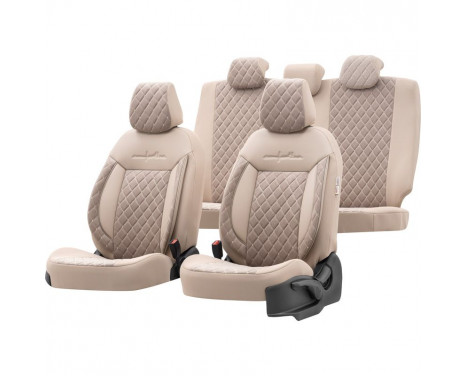 otoM Leather / Velor Seat cover set 'Comfortline VIP' - Cream - 11-piece