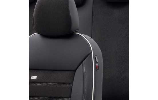 otoM Leather / Velor Seat cover set 'Premium' - Black + White edge - 11-piece, Image 4