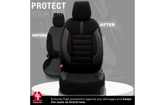 Universal Fabric/Leather Seat Cover Set 'Limited' Black + Red stitching - 11-piece, Image 7