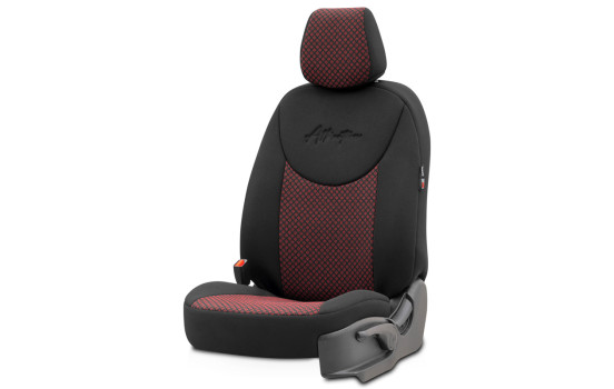 Universal Fabric Seat Cover Set 'Attraction' Black/Burgundy Red - 11-Piece, Image 3