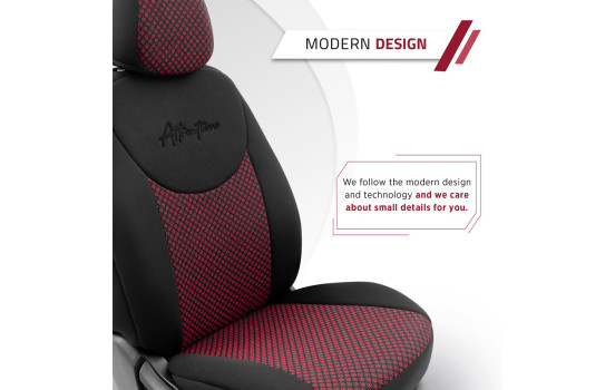 Universal Fabric Seat Cover Set 'Attraction' Black/Burgundy Red - 11-Piece, Image 10