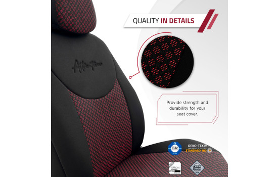 Universal Fabric Seat Cover Set 'Attraction' Black/Burgundy Red - 11-Piece, Image 11