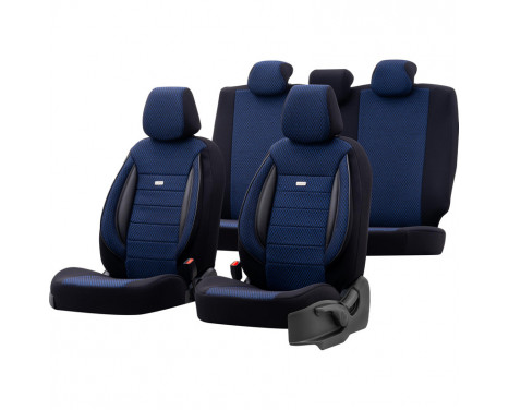 Universal Fabric Seat Cover Set 'SelectedFit Sports' Black/Blue - 11-piece - suitable for Side-A