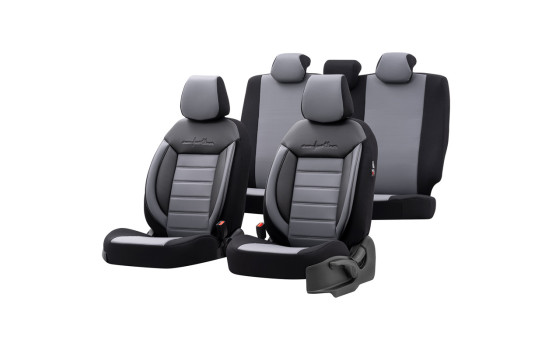 Universal Leather/Cloth Seat Cover Set 'Comfortline' Black/Grey