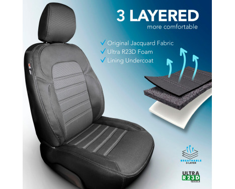 Original Design Fabric Seat Cover Set 1+1 suitable for Opel Combo 2018- (fixed passenger seat), Image 3