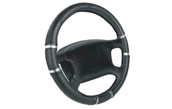 Simoni ​Racing Steering Wheel Cover Black/Chrome Artificial Leather, Image 2