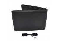 Universal steering wheel cover Classic - Black perforated PVC leather + Black stitching (lace closure)