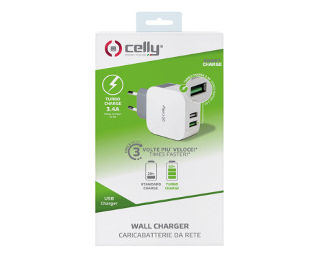 Celly Home Charger 2 USB 3.4A White