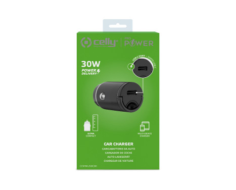 Celly Mini Car Charger USB-C 30W Power Delivery, Image 3