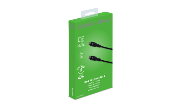 Celly Power Delivery Cable 60W USB-C > USB-C 1 meter, Image 3