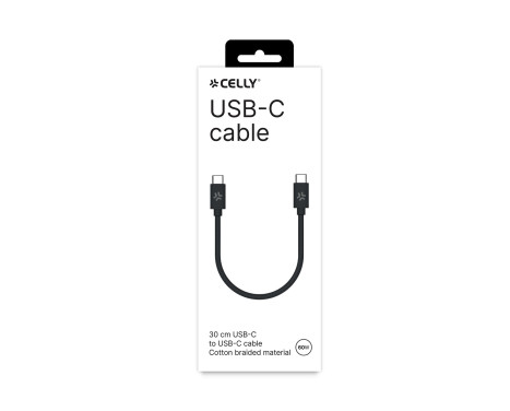 Celly USB-C > USB-C Cotton Braided Cable 30cm, Image 2