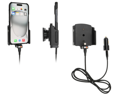 Apple iPhone 15 / 15 Pro, Active adjustable holder with 12V USB SIG plug 70-83mm