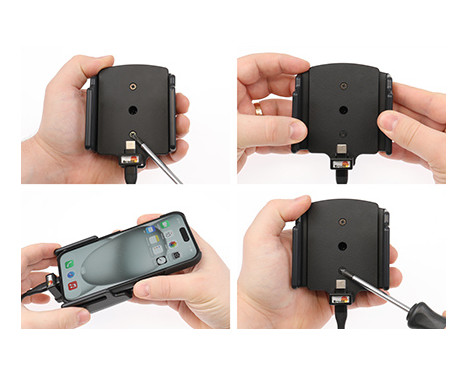 Apple iPhone 15 / 15 Pro, Active adjustable holder with 12V USB SIG plug 70-83mm, Image 3